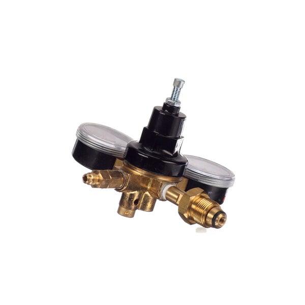 A Lancer N2 primary gas regulator with two brass valves.