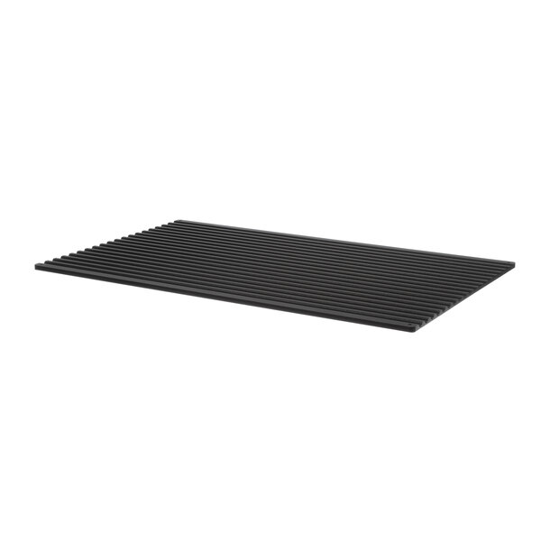 An Electrolux black metal rectangular griddle tray with a black handle.