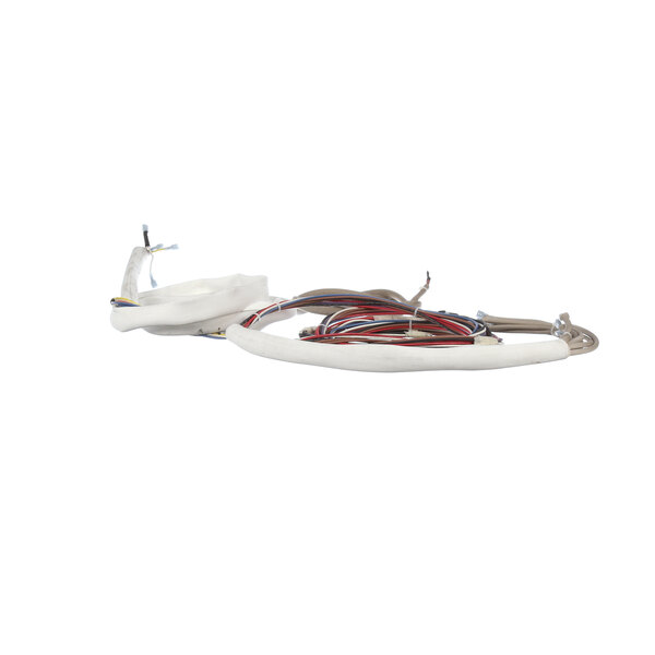 A close-up of a Royal Range wireharness with white wires.