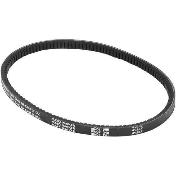 A black Carpigiani belt with white text.