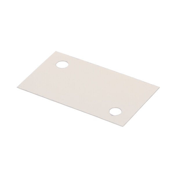 A white rectangular plastic insulator with holes.