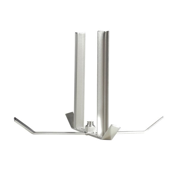 A silver metal Cornelius agitator with two metal parts.