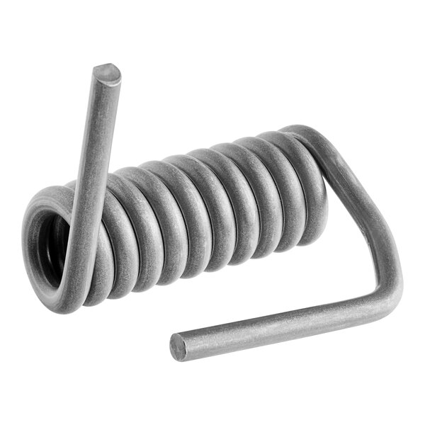 A close-up of the black metal spring on a Henny Penny spring-lid hinge.