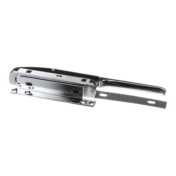 A chrome straight latch without a lock.