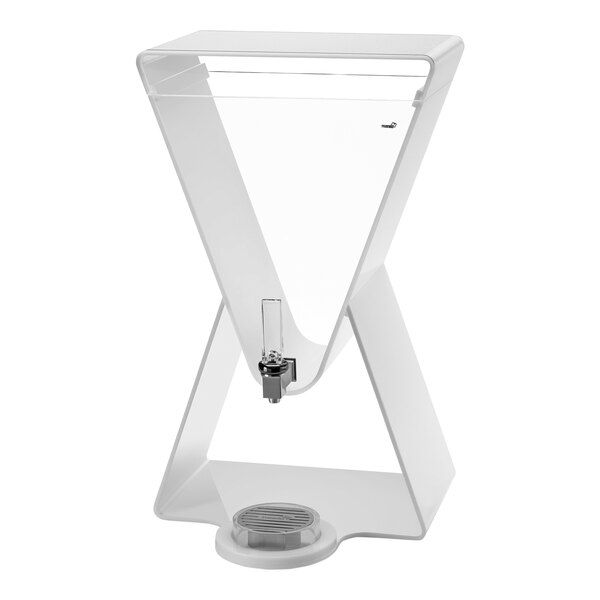 Rosseto LD184 Lucid 3 Gallon White Acrylic Prism Beverage Dispenser with Drip Tray