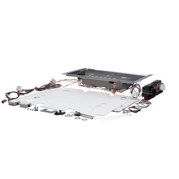 A white plastic tray with wires and tools.