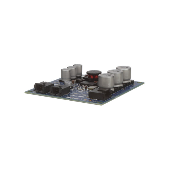 A Lancer PCB assembly with two round silver electronic components on it.