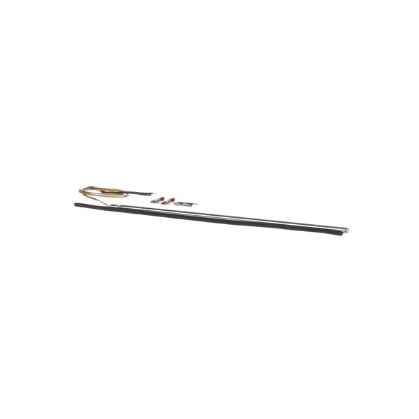 A metal rod with a small metal hook on it.