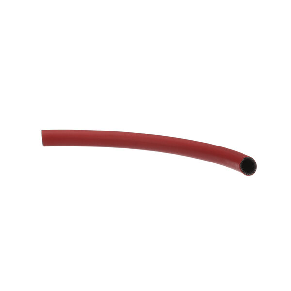 A red rubber Frymaster drain hose with a black handle.