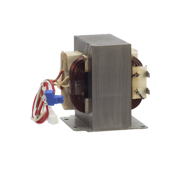 A close-up of a Panasonic transformer coil with wires.