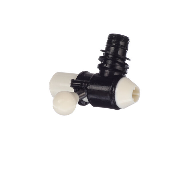 A black and white plastic Cornelius valve.