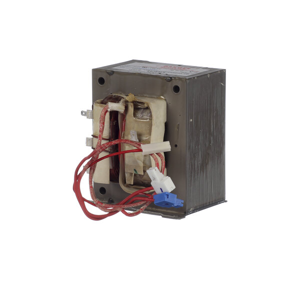 A close-up of a Panasonic Hi Voltage Transformer, a small electrical box with wires.
