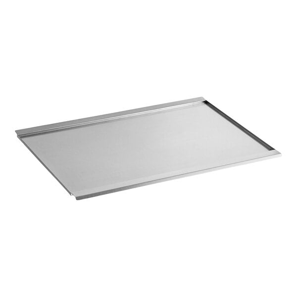 An American Range stainless steel rectangular crumb tray with a handle.