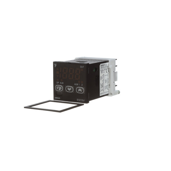 A black and white Omron digital temperature controller with a digital display.