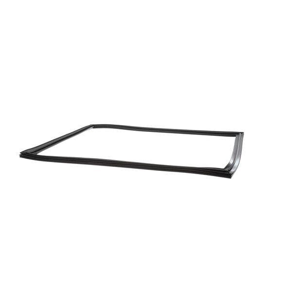 A black rubber seal on a white background.