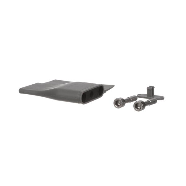 A black plastic Robot Coupe scraper bowl with two screws.