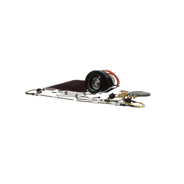 A black object with wires and a screwdriver.