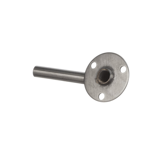 A close-up of a stainless steel Newco Tube Assy with a hole in it.