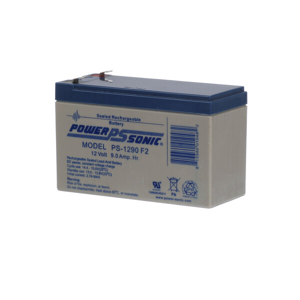 A Metro RPC13-507 Battery, a rectangle sealed lead acid battery with a blue lid.