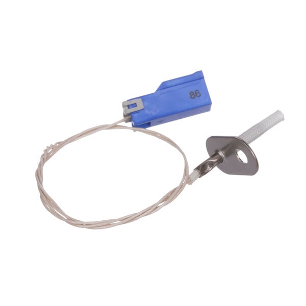 The Rinnai inlet air thermistor with a blue and white cable and key attached.