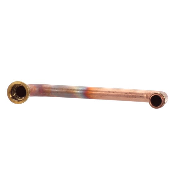 A copper connecting pipe with a hexagonal brass fitting.