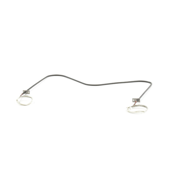 A wire with two circular metal hooks on the end.