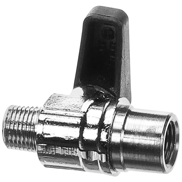 A close-up of a stainless steel Carpigiani valve with a threaded end.