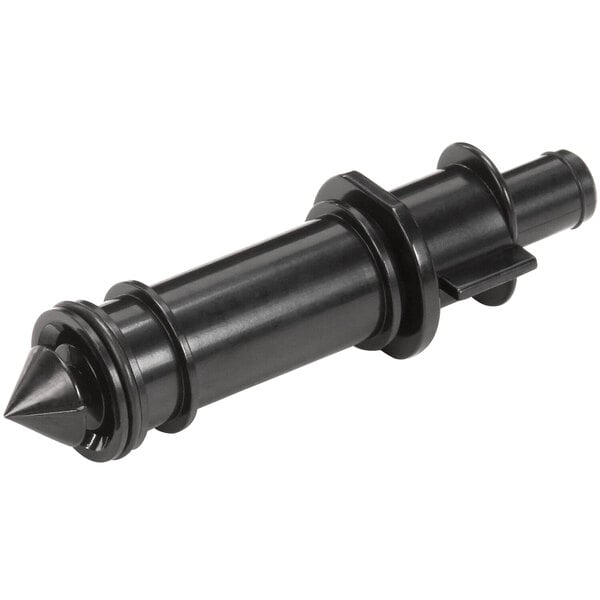 A black plastic pipe with a nozzle and spike on the end.