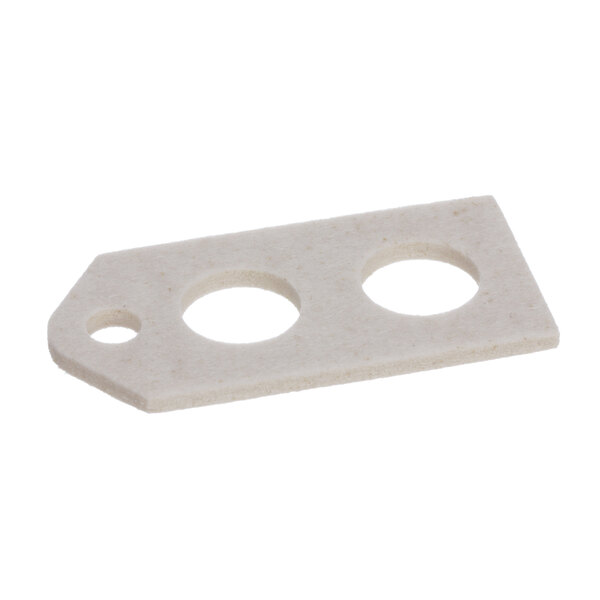 A white rectangular plastic plate with two holes.