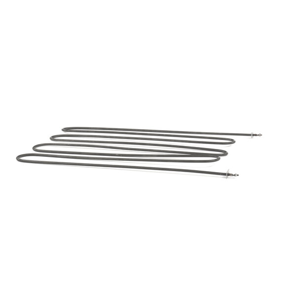 A group of black metal rods with black and white wires.
