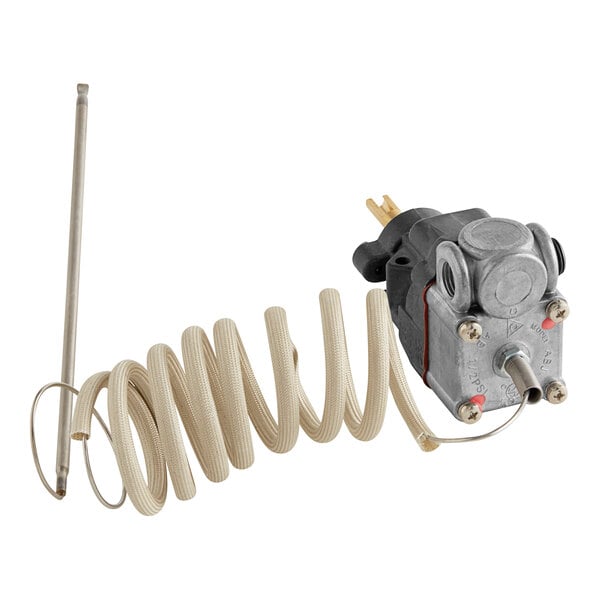 A white American Range thermostat with a coiled tube.