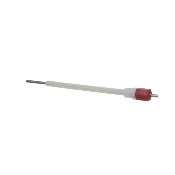 A white plastic tube with a red tip.