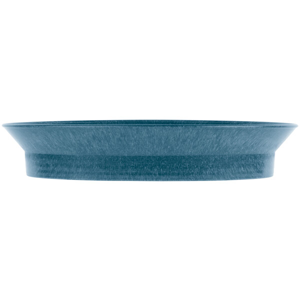 A blue oval deli server with a white background.