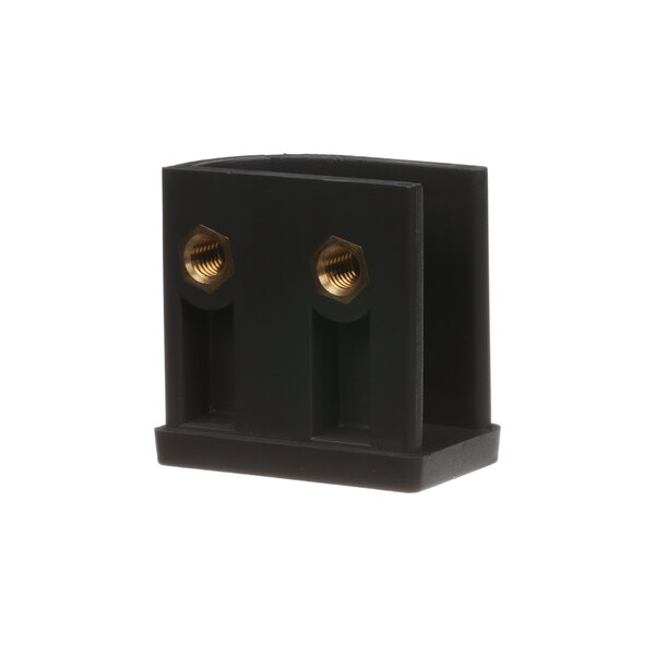 a black object with gold screws