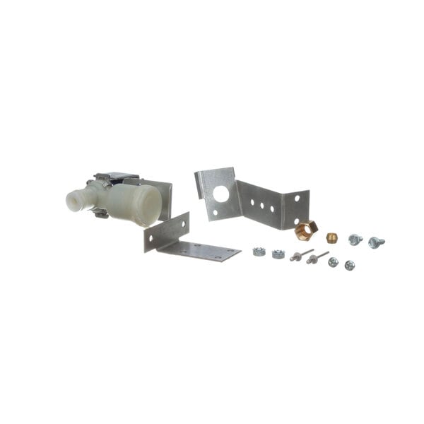 A U-Line water inlet valve with white plastic and blue metal parts.