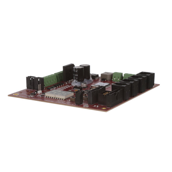 A close-up of a SureShot Solutions circuit board with black rectangular components.