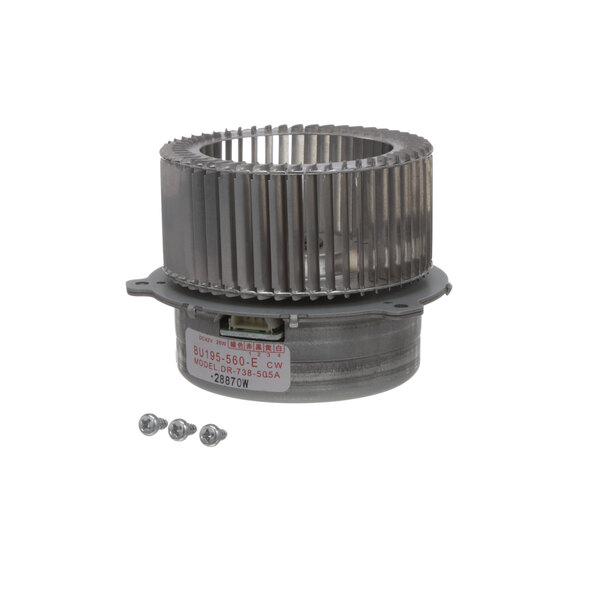 A Rinnai fan motor with screws and nuts.