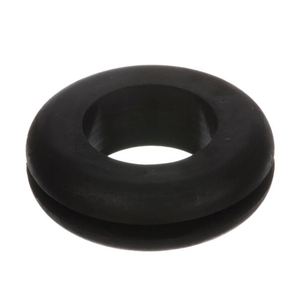 A black rubber Hobart grommet with a hole in it.