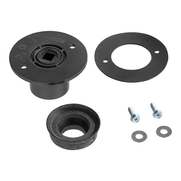 A black plastic Manitowoc Ice drain/seal replacement kit with screws and nuts.