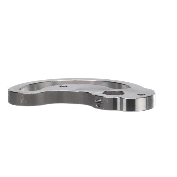 A silver metal Somerset dough cam bracket with holes in it.
