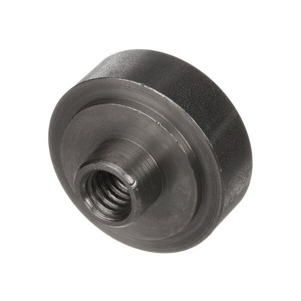A round black metal Stero door pivot pin with a nut on one end.
