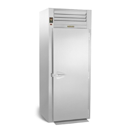 A stainless steel Traulsen heated holding cabinet with a door open.