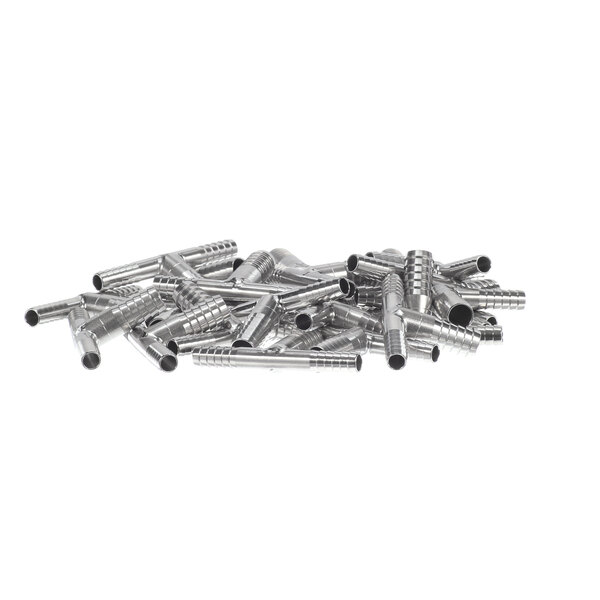 A pile of silver metal parts for a Lancer refrigerated beverage dispenser.