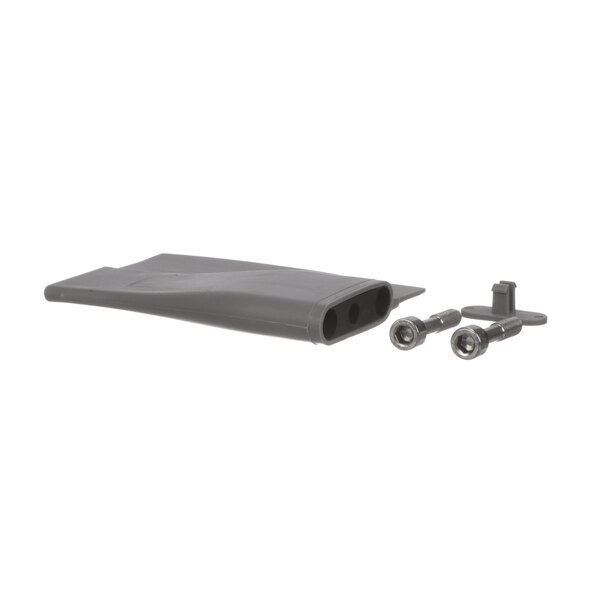 A gray Robot Coupe scraper bowl with two screws.