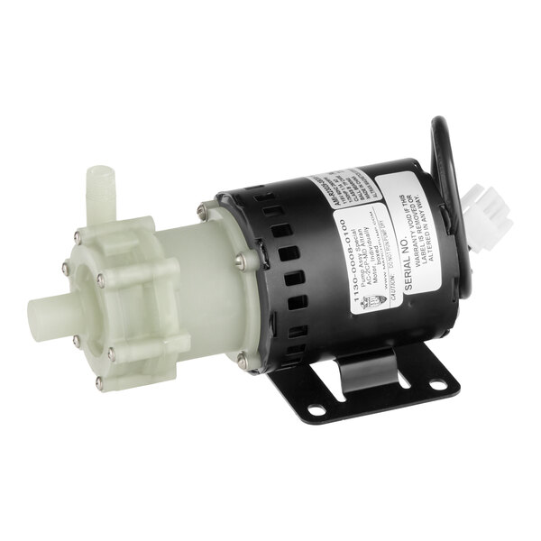 A Scotsman 12-2503-21 pump with a cylindrical body, mounting bracket, and labeled exterior.