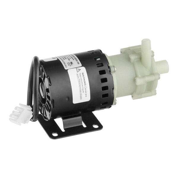 A Scotsman 12-2503-21 pump with a black cylindrical motor housing and a white plastic pump assembly.