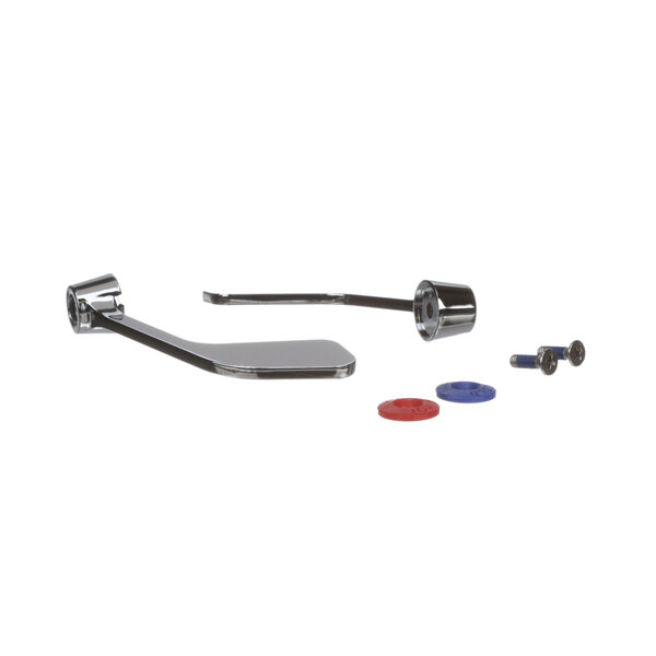 A pair of metal Glastender wrist handles on a counter.