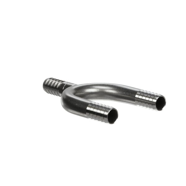A stainless steel Lancer U-bend with two 3/8 inch barbs.