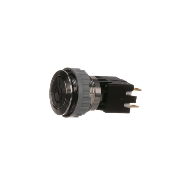 A close-up of an Electrolux round push button switch with black and white buttons.