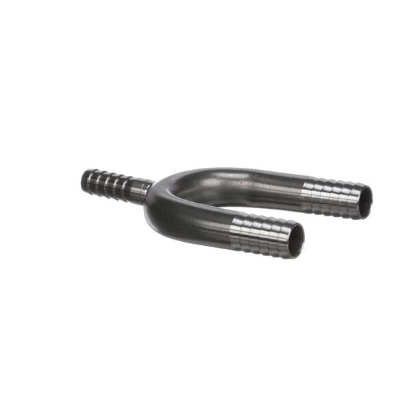 Two black metal Lancer U-bend fittings.